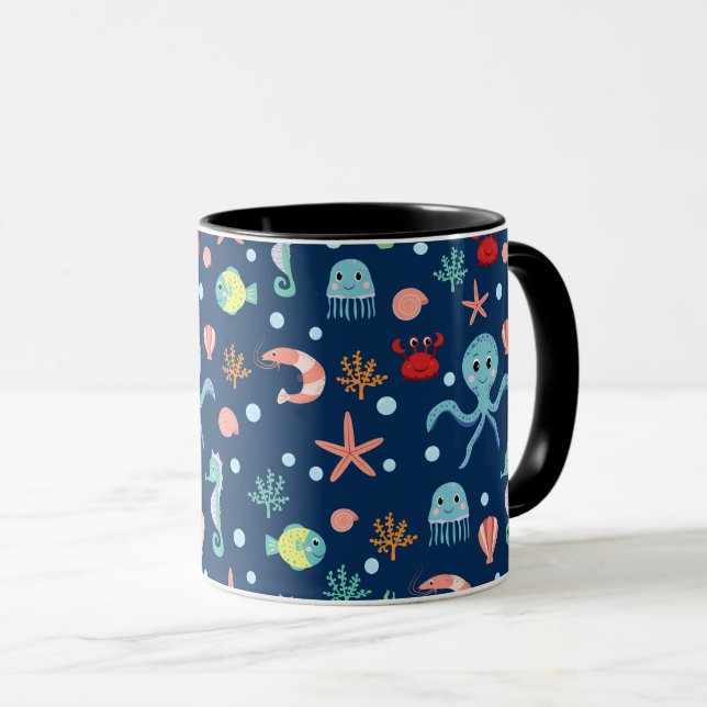 Cute Ocean Sea Life Pattern Mug (Front Right)