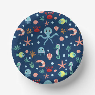 Cute Ocean Sea Life Pattern Paper Plate