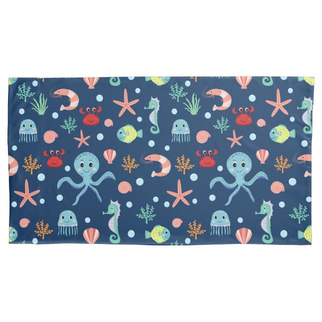 Cute Ocean Sea Life Pattern Pillowcase (Front-Left)