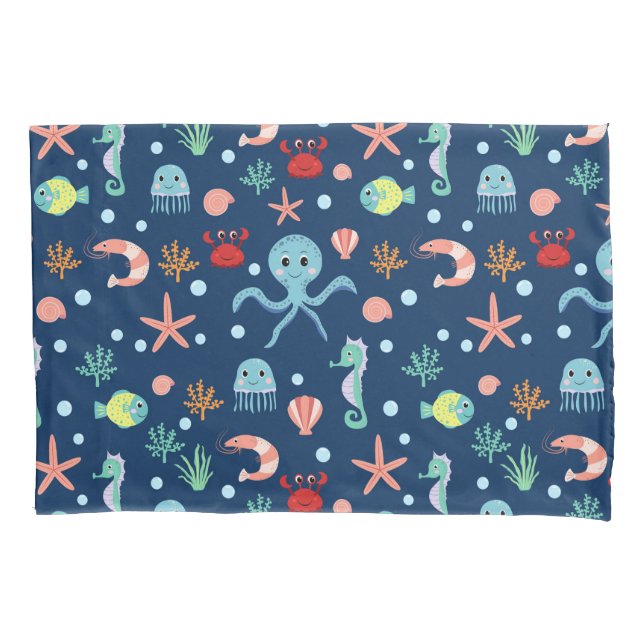 Cute Ocean Sea Life Pattern Pillowcase (Front-Left)