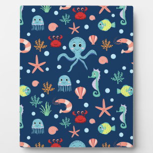 Cute Ocean Sea Life Pattern Plaque