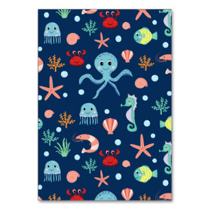 Cute Ocean Sea Life Pattern Table Number
