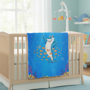 Cute Ocean shark Under the Sea Baby Sherpa Blanket