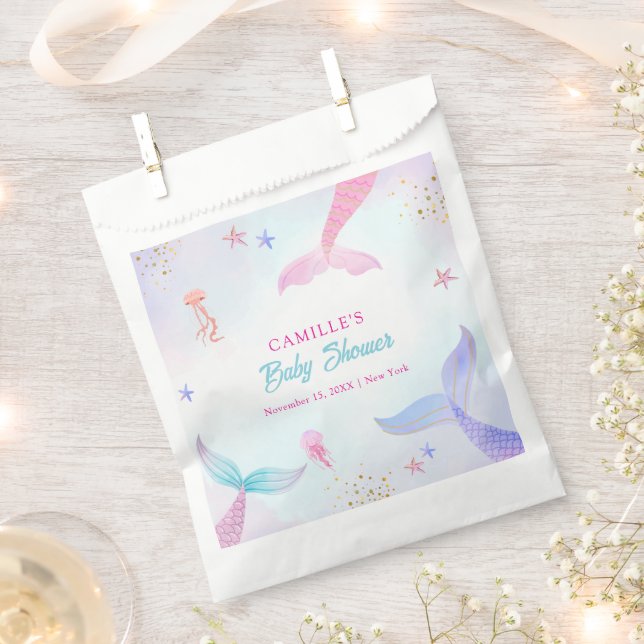 Cute Ocean Summer Mermaid Tail Baby Shower Favour Bag (Clipped)