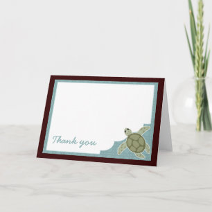 Cute Ocean Theme Baby Shower Blue Brown Thank You Card