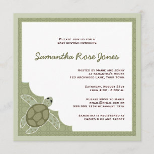 Cute Ocean Theme Baby Shower - Green Invitation