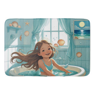 Cute Ocean-Themed Bath Time Girl Mat