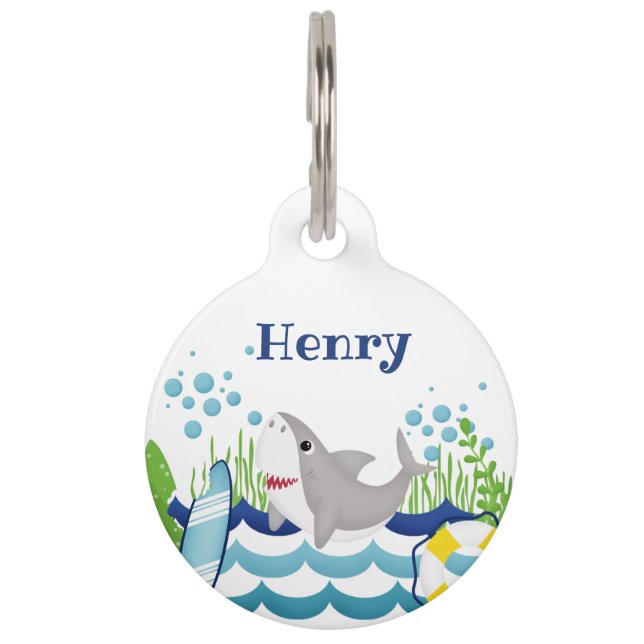 Cute Ocean Tropical Theme Pet ID Tag (Front)