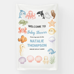 Cute Ocean Under the Sea Animal Baby Shower Banner