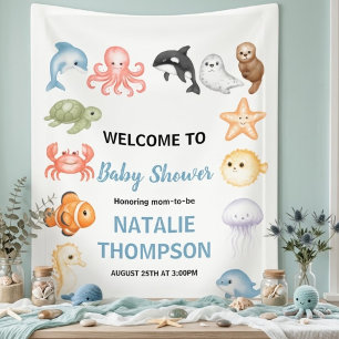 Cute Ocean Under the Sea Animal Baby Shower Banner