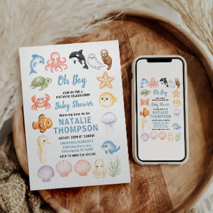 Cute Ocean Under the Sea Animal Baby Shower Invitation