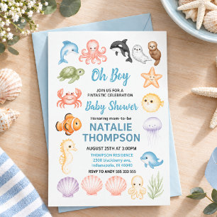 Cute Ocean Under the Sea Animal Baby Shower Invitation