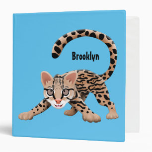 Cute ocelot cartoon illustration binder