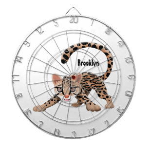 Cute ocelot cartoon illustration dartboard