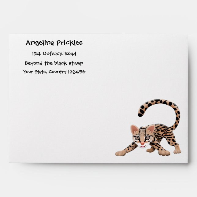 Cute ocelot cartoon illustration envelope (Front)