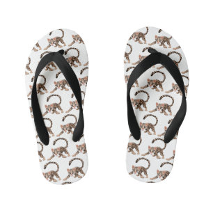Cute ocelot cartoon illustration kid's flip flops