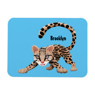 Cute ocelot cartoon illustration magnet