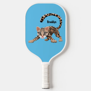 Cute ocelot cartoon illustration pickleball paddle