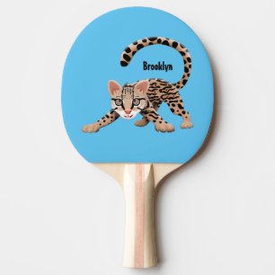 Cute ocelot cartoon illustration ping pong paddle