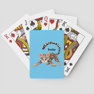 Cute ocelot cartoon illustration  playing cards