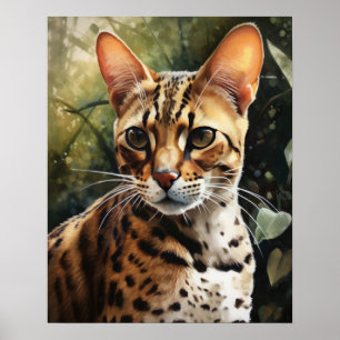 Cute Ocicat Cat Art Print Poster