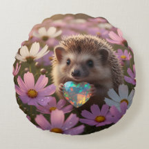 Cute October Hedgehog with Opal Heart