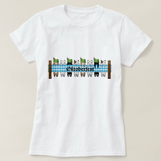 Cute Octoberfest Cats T-Shirt (Design Front)