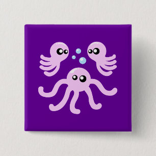 Cute Octopus 2 Inch Square Button