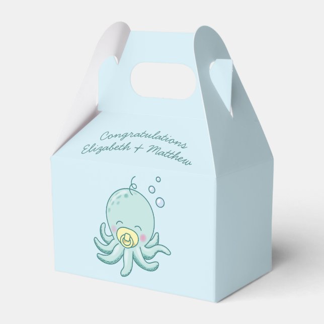 Cute Octopus Baby Shower Kawaii Favor Box (Front Side)