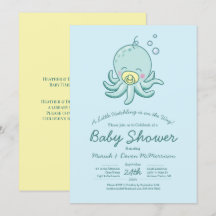 Cute Octopus Baby Shower Kawaii Invitation