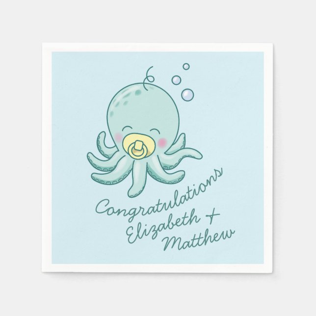 Cute Octopus Baby Shower Kawaii Napkin (Front)