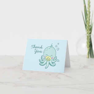 Cute Octopus Baby Shower Kawaii Thank You Card