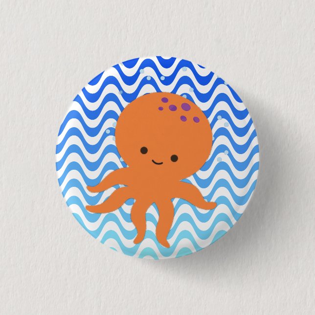 Cute Octopus Cartoon 1 Inch Round Button (Front)