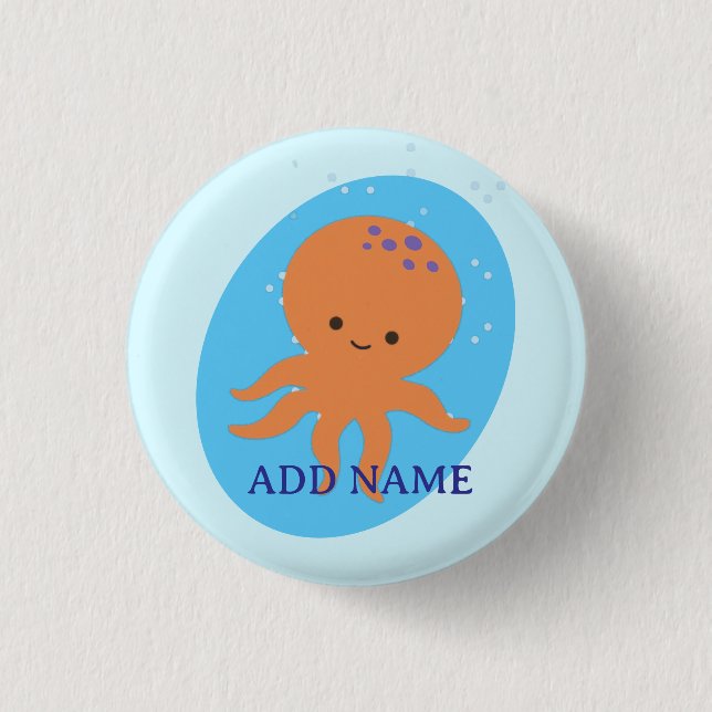 Cute Octopus Cartoon 1 Inch Round Button (Front)