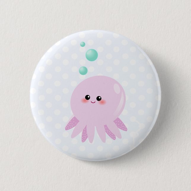 Cute octopus cartoon 2 inch round button (Front)