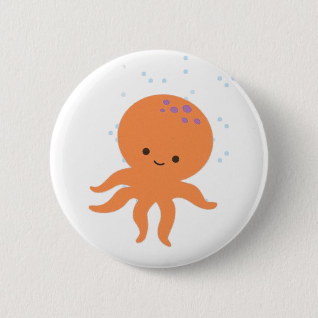 Cute Octopus Cartoon 2 Inch Round Button (Front)