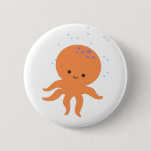 Cute Octopus Cartoon 2 Inch Round Button