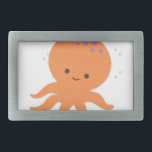 Cute Octopus Cartoon Belt Buckle<br><div class="desc">A cute orange cartoon octopus.</div>