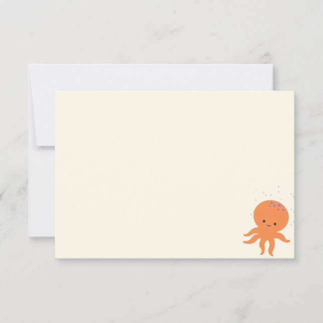 Cute Octopus Cartoon Blank Cream Off White Card (Front)