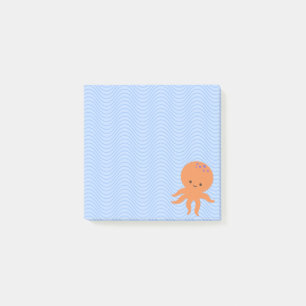 Cute Octopus Cartoon Blue Waves Custom Post-it Notes