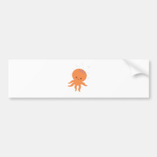 Cute Octopus Cartoon Bumper Sticker