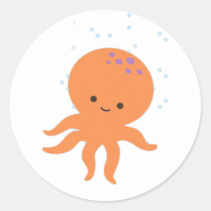 Cute Octopus Cartoon Classic Round Sticker