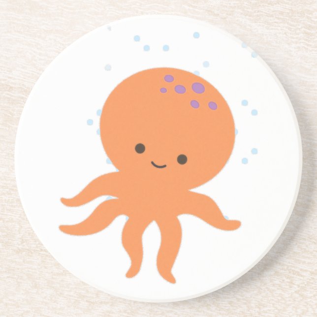 Cute Octopus Cartoon Coaster (Front)