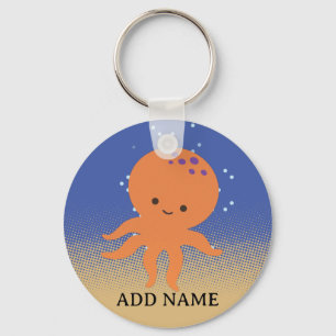 Cute Octopus Cartoon Custom Name Keychain