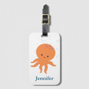Cute Octopus Cartoon Custom Name Luggage Tag