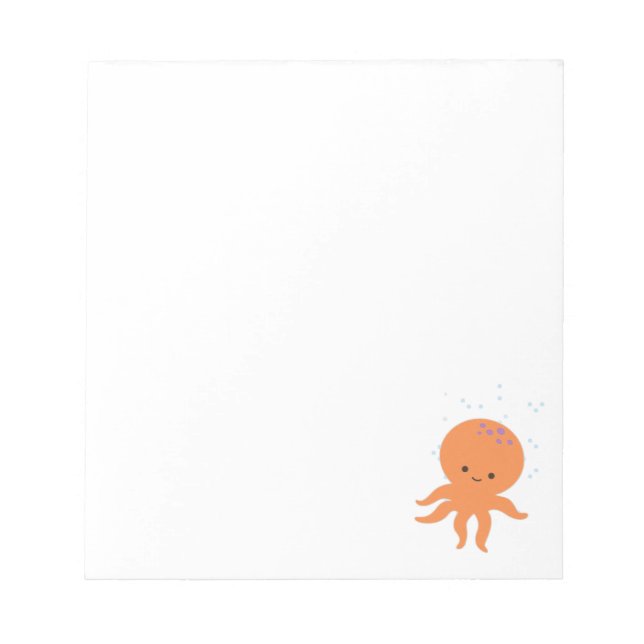 Cute Octopus Cartoon Custom  Notepad (Front)