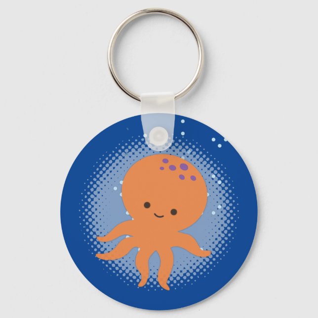 Cute Octopus Cartoon Drawing Keychain (Back)
