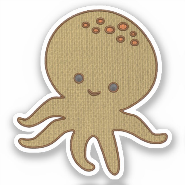 Cute Octopus Cartoon Embroidery Print (Front)