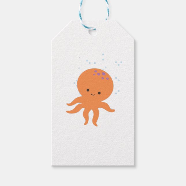 Cute Octopus Cartoon Gift Tags (Front)