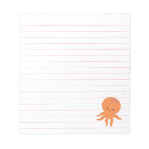 Cute Octopus Cartoon Light Pink Lines Custom  Notepad